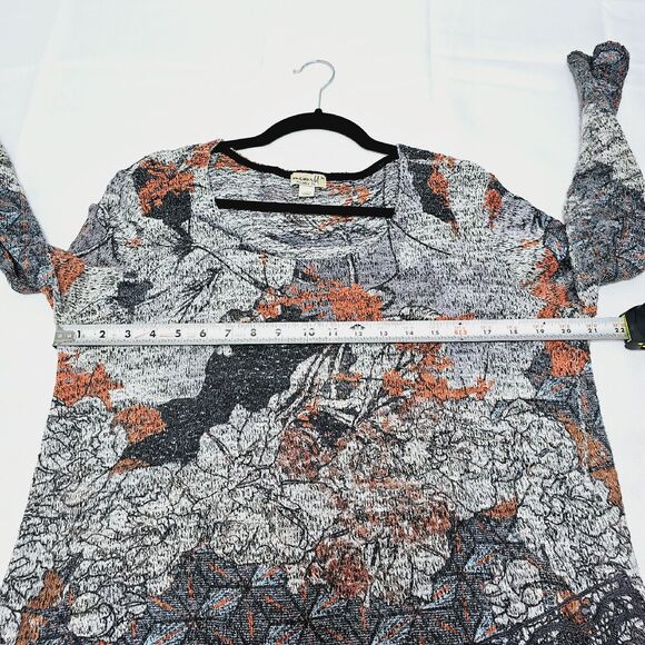 One World Womens Size M Grey Long Sleeve Lightweight Sweater With Lace Trim Fall - Picture 10 of 13